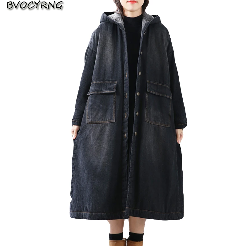 New Women's Autumn and Winter Denim Coat Female Plus Velvet Thick Warm Parka Hooded Loose Women's Windbreaker Long Denim Jacket
New Women's Autumn and Winter Denim Coat Female Plus Velvet Thick Warm Parka Hooded Loose Women's Windbreaker Long Denim Jacket