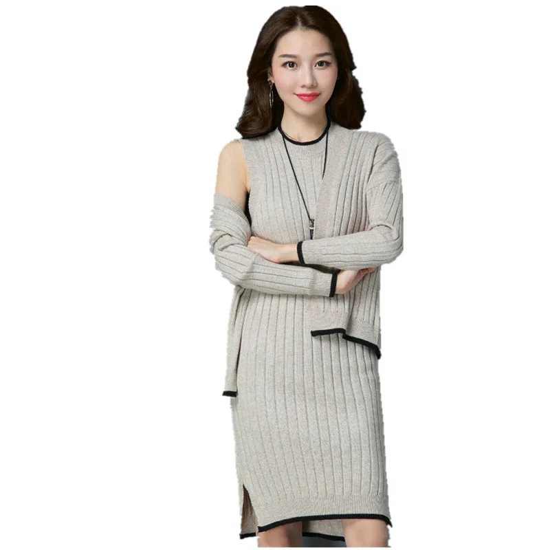 2018 Spring Autumn Two Piece Dress Casual Elegant Korean Work Office Ladies Knit Dress 2pcs/set Dress + Top Female Vestidos
2018 Spring Autumn Two Piece Dress Casual Elegant Korean Work Office Ladies Knit Dress 2pcs/set Dress + Top Female Vestidos