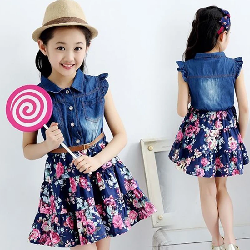 Girls Clothing Dress 2019 Summer New Girls Clothing Teenager Girls Dress Denim Flower Denim Stitching Dress Kids Clothing 2-9Y
Girls Clothing Dress 2019 Summer New Girls Clothing Teenager Girls Dress Denim Flower Denim Stitching Dress Kids Clothing 2-9Y