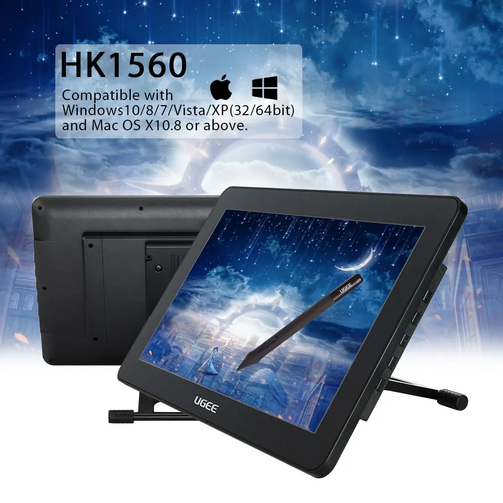 UGEE HK1560 графический планшет монитор ручка Дисплей + держатель ручки защита