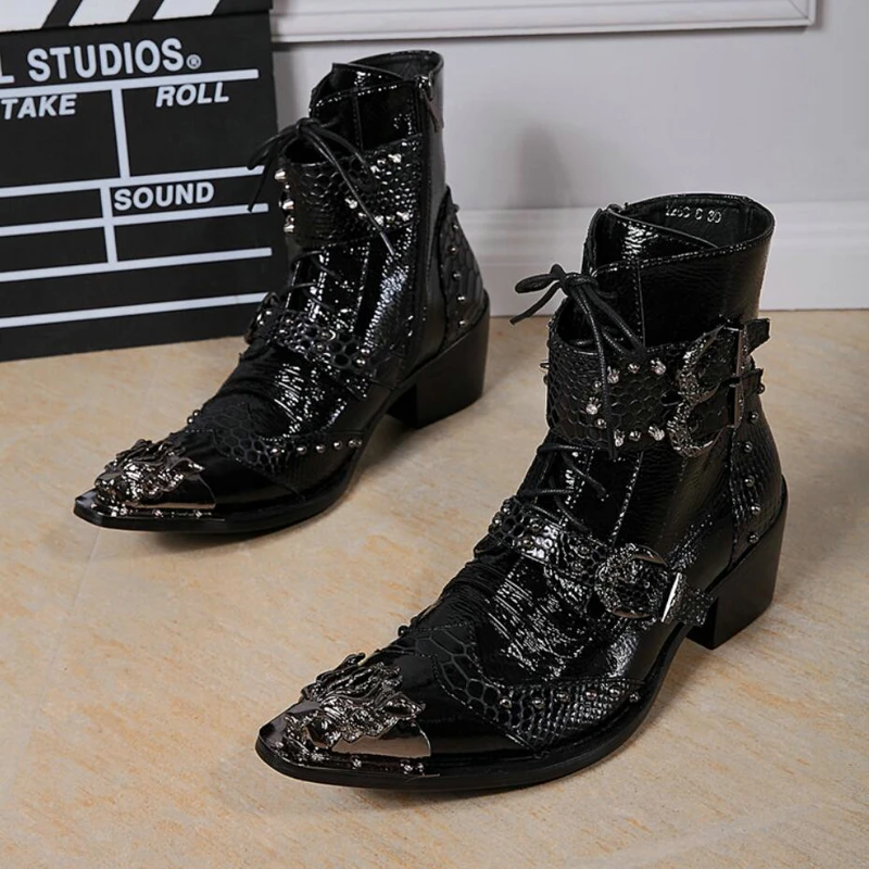 Men's Rivet Motorcycle Boot Metal Toe Fashion Mens Boots Zipper Ankle Boots Men Genuine Leather High Quality Winter Boots' Men
Men's Rivet Motorcycle Boot Metal Toe Fashion Mens Boots Zipper Ankle Boots Men Genuine Leather High Quality Winter Boots' Men