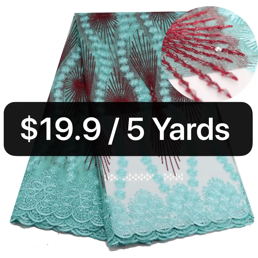 African Lace Fabric High Quality 5 Yards Lace Tulle Lace Fabric African French Net Lace Fabric For Eveing Dress
African Lace Fabric High Quality 5 Yards Lace Tulle Lace Fabric African French Net Lace Fabric For Eveing Dress