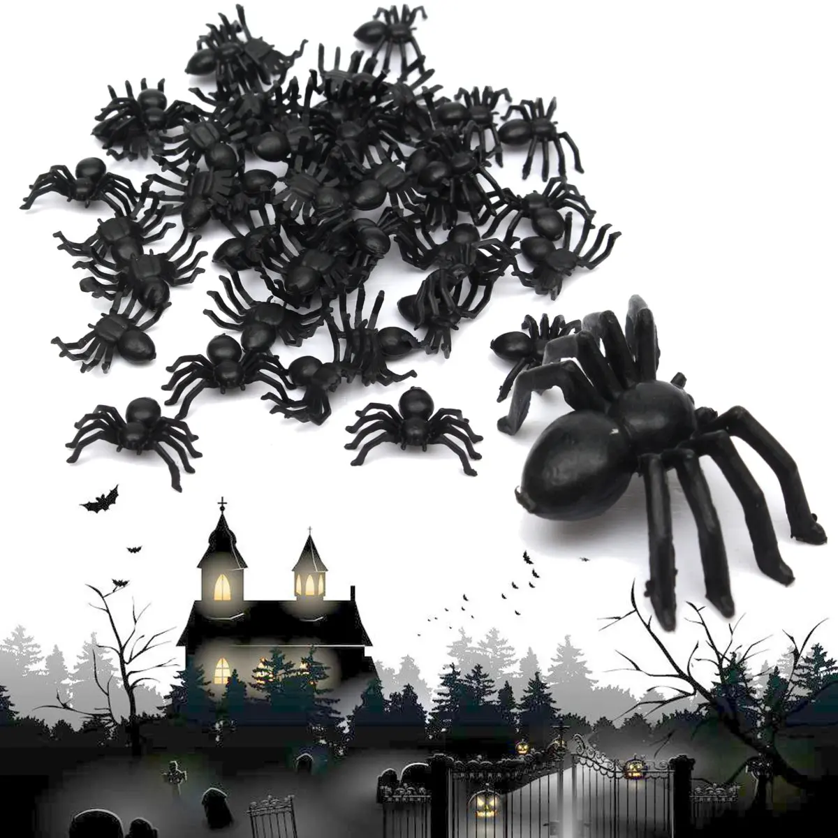 50 pcs Halloween Decorative Spiders 2cm Small Black Plastic Fake Spider Toys Novelty Funny Joke Prank Realistic Props
50 pcs Halloween Decorative Spiders 2cm Small Black Plastic Fake Spider Toys Novelty Funny Joke Prank Realistic Props