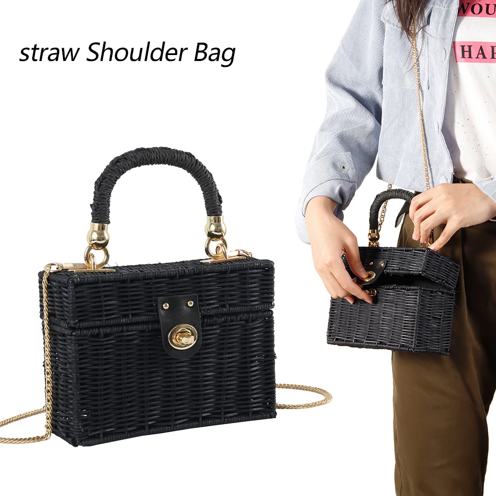 Vintage Box Straw Shoulder Bags Rattan Women Handbags Designer Wicker Woven Chain Crossbody Bag Small Summer Beach Square Purse
Vintage Box Straw Shoulder Bags Rattan Women Handbags Designer Wicker Woven Chain Crossbody Bag Small Summer Beach Square Purse