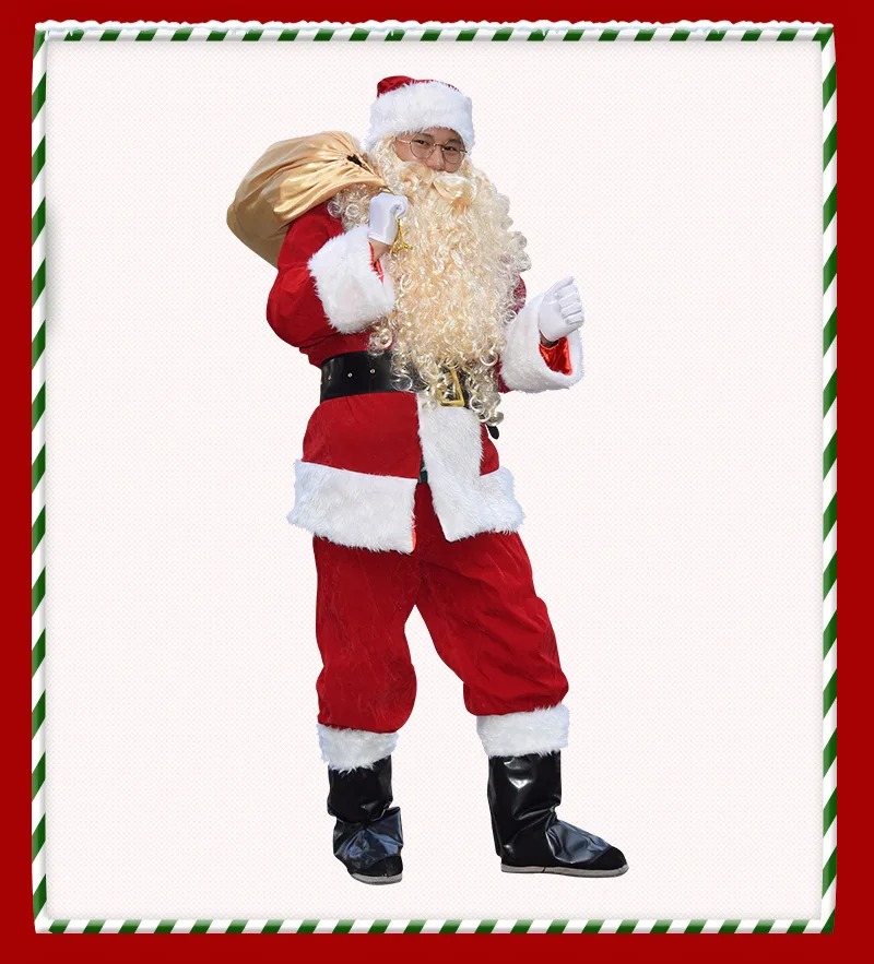 Cosplay&ware 10 Pcsset Deluxe Christmas Santa Claus Costume Cosplay Fancy Costumes Party Red Suit Coat Pants Beard Belt Hat Set 18 Cosplay&ware 10 Pcsset Deluxe Christmas Santa Claus Costume Cosplay Fancy Costumes Party Red Suit Coat Pants Beard Belt Hat Set -Cosplayware Store