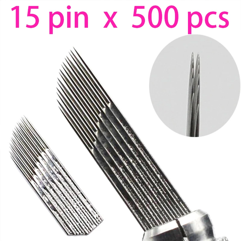 500 pcs 2 row 15 needle Permanent Makeup Eyebrow Tatoo Blade Microblading Needles For 3D Embroidery Manual Tattoo Pen Machine
500 pcs 2 row 15 needle Permanent Makeup Eyebrow Tatoo Blade Microblading Needles For 3D Embroidery Manual Tattoo Pen Machine