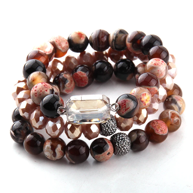 Fashion Beautiful 3pc set Brown Bracelet Sets Natural Stone & Glass Crystal Pave Bracelets
Fashion Beautiful 3pc set Brown Bracelet Sets Natural Stone & Glass Crystal Pave Bracelets
