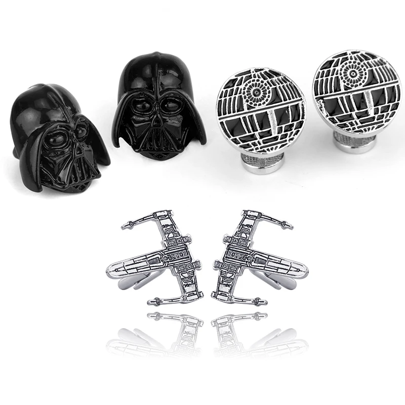 Star Wars Airplane Model Cuff Links Black Samurai mask Darth Vader Death Star Glass Dome Cufflinks Clasp Men Shirt Cuff
Star Wars Airplane Model Cuff Links Black Samurai mask Darth Vader Death Star Glass Dome Cufflinks Clasp Men Shirt Cuff