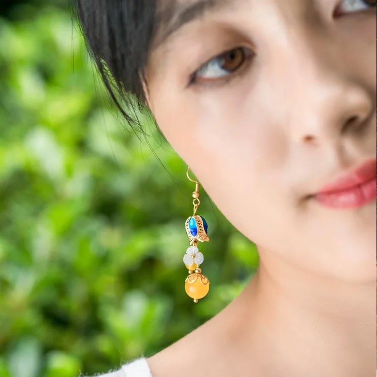Bilincolor fashion ethnic cloisonne enamel with real yellow stone drop earring female with fish hook
Bilincolor fashion ethnic cloisonne enamel with real yellow stone drop earring female with fish hook