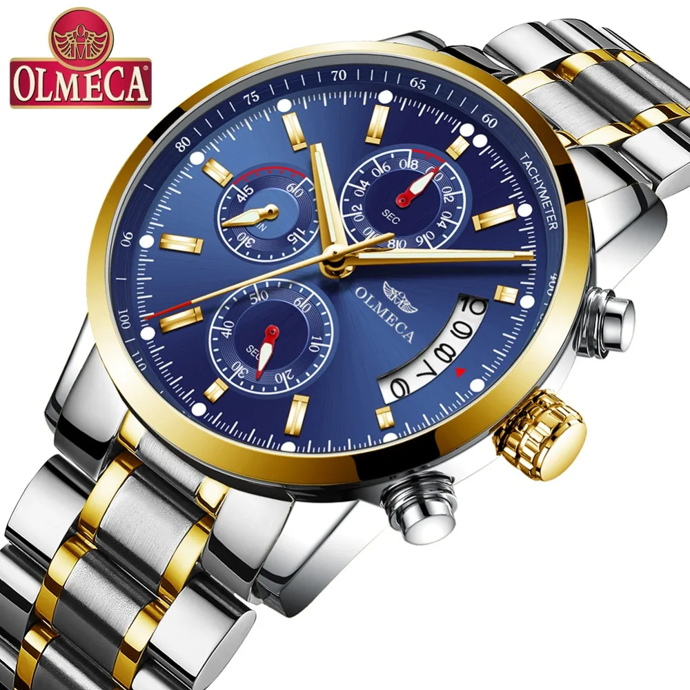 OLMECA Blue Gold Stainless Steel Quartz Watch Top Brand Luxury Men Watches Fashion Man Wristwatches Relogio Masculino Saatler
OLMECA Blue Gold Stainless Steel Quartz Watch Top Brand Luxury Men Watches Fashion Man Wristwatches Relogio Masculino Saatler