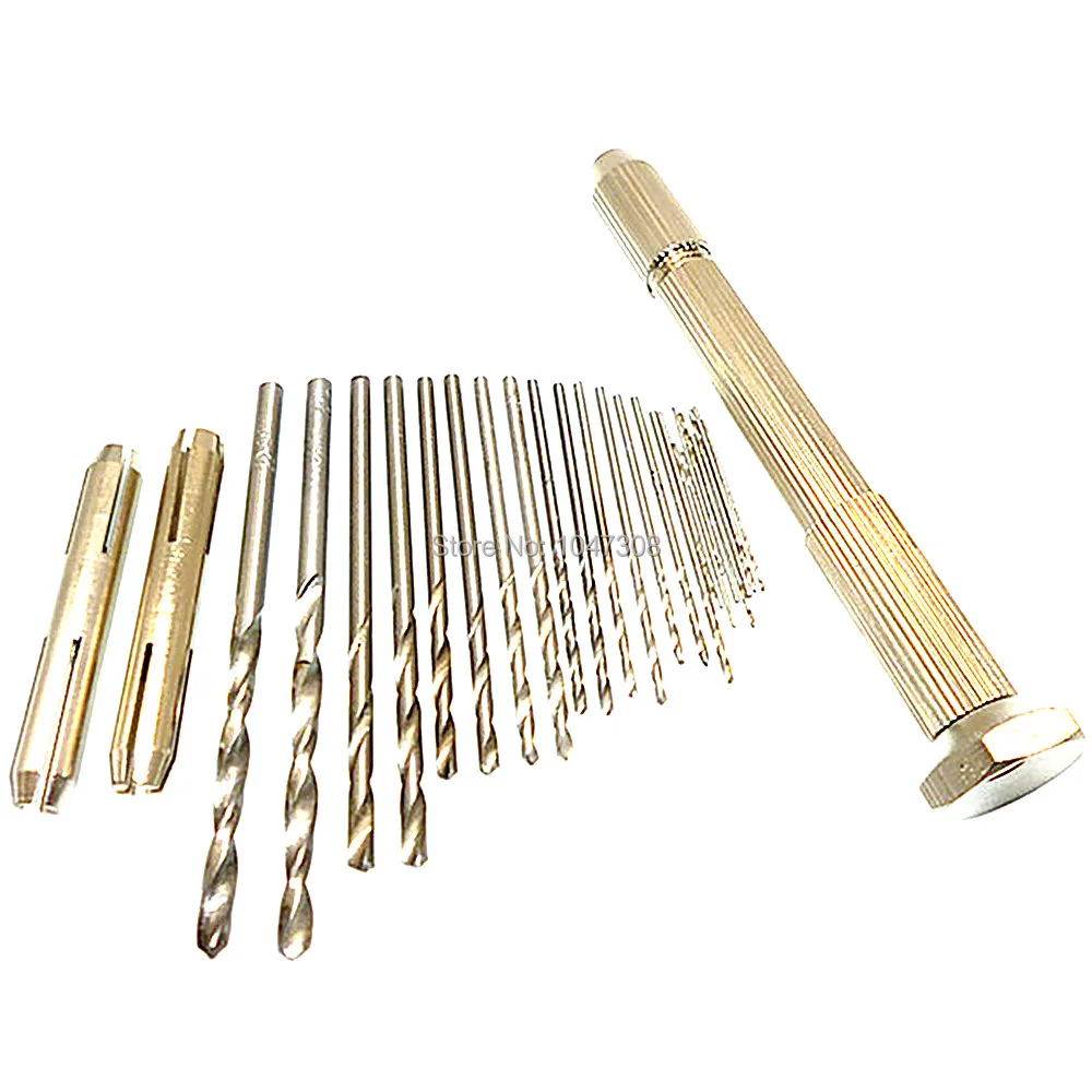25pcs High Speed Steel Drill Bit with Swivel Head Pin Vise 4 Chuck Jewelry Hand Drill Tools for Clamping Head Head Screwdriver
25pcs High Speed Steel Drill Bit with Swivel Head Pin Vise 4 Chuck Jewelry Hand Drill Tools for Clamping Head Head Screwdriver