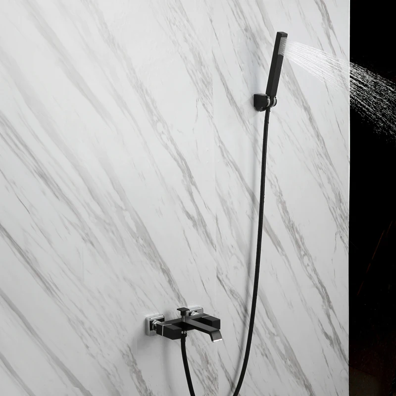 Matte Black Brass Bathroom Mixer Shower faucet Set Wall Mounted bath Faucet Square Cold and hot water Bathtub faucet tap-5656
Matte Black Brass Bathroom Mixer Shower faucet Set Wall Mounted bath Faucet Square Cold and hot water Bathtub faucet tap-5656