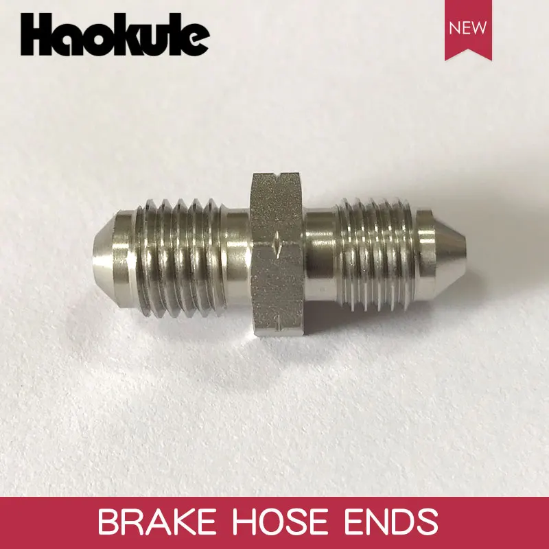 HAOKULE MALE FLARE UNION AN3 3/8x24 UNF to M10x1.25 / M10x1.5 / M10x1.0 Male Bubble Flare Stainless Steel Brake Fittings Adapter
HAOKULE MALE FLARE UNION AN3 3/8x24 UNF to M10x1.25 / M10x1.5 / M10x1.0 Male Bubble Flare Stainless Steel Brake Fittings Adapter