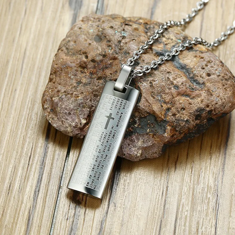 Men's Cross Bilble Necklaces Silver Tone Stainless Steel Religious Prayer Male Jewelry
Men's Cross Bilble Necklaces Silver Tone Stainless Steel Religious Prayer Male Jewelry