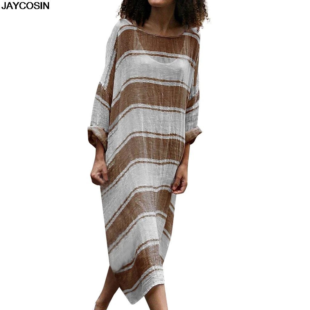 JACOSIN Dress Women Plus Size 5X dress Casual Linen Loose Batwing Sleeve Stripe Print Full Maxi Dresses Cotton summer 2019 Apr10
JACOSIN Dress Women Plus Size 5X dress Casual Linen Loose Batwing Sleeve Stripe Print Full Maxi Dresses Cotton summer 2019 Apr10