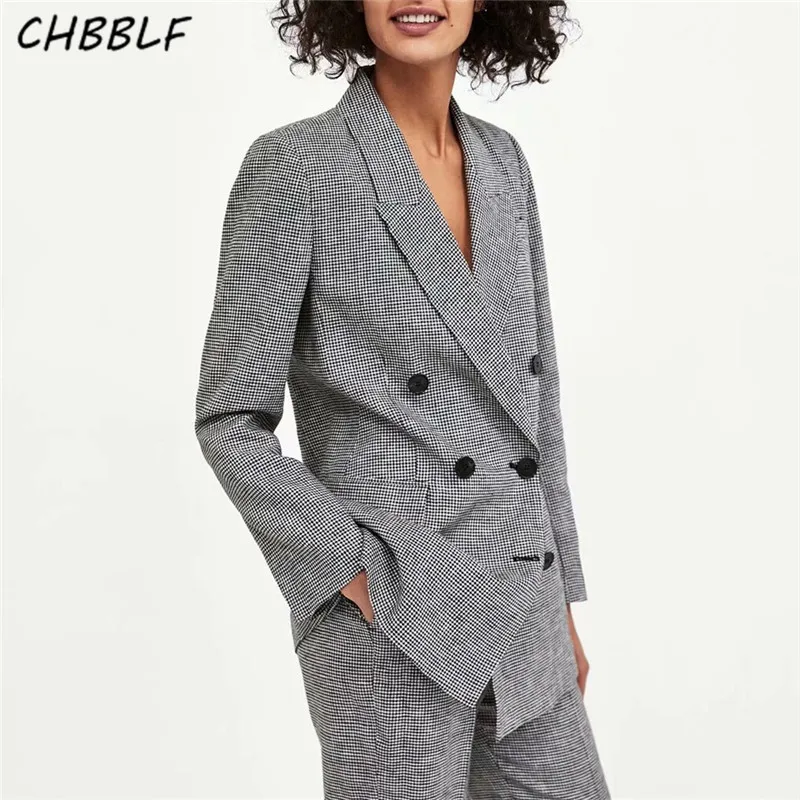 CHBBLF women elegant plaid blazer pockets double breasted long sleeve coat retro female casual outerwear chic tops WEW5129
CHBBLF women elegant plaid blazer pockets double breasted long sleeve coat retro female casual outerwear chic tops WEW5129