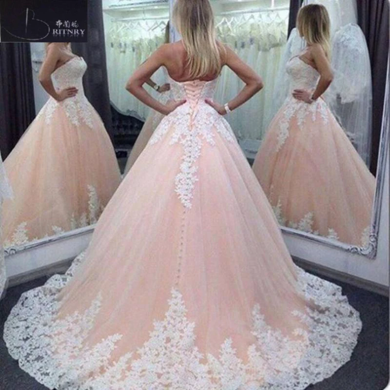 New Arrival Ivory Lace Candy Pink Tulle Wedding Dress Sweetheart A Line Up Back Gowns 2018 | Свадьбы и торжества