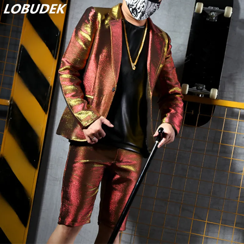 Bright silk Men Suits Reflector Vest Jacket Fashion Blazers Bar DJ Singer Hip Hop Rock Punk Costume Star Host performance outfit
Bright silk Men Suits Reflector Vest Jacket Fashion Blazers Bar DJ Singer Hip Hop Rock Punk Costume Star Host performance outfit