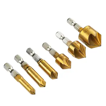 6PCS 5 Flute Chamfer Countersink 1/4" Hex Shank 90 Degree Wood Chamfering Cutter Chamfer 6mm-19mm Countersink Drill Bit
6PCS 5 Flute Chamfer Countersink 1/4" Hex Shank 90 Degree Wood Chamfering Cutter Chamfer 6mm-19mm Countersink Drill Bit