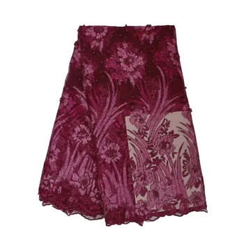 African Net Lace Fabric 5Yards Wine Red Nigeria Lace Fabric High Quality Embroidery With Beaded For Wedding HJ507-2
African Net Lace Fabric 5Yards Wine Red Nigeria Lace Fabric High Quality Embroidery With Beaded For Wedding HJ507-2