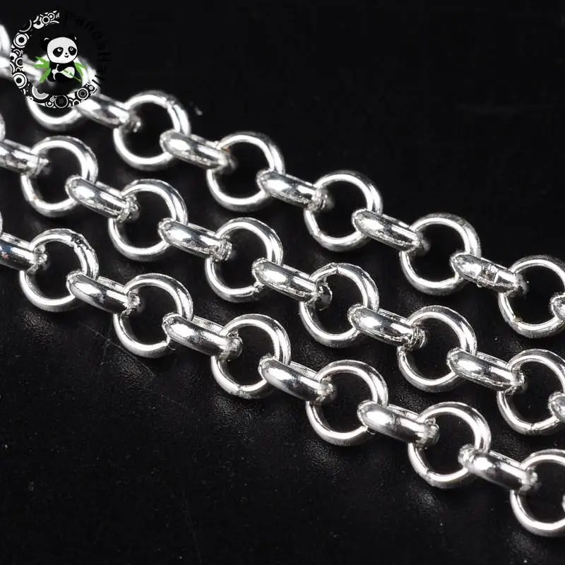 Iron Cross Chains, Unwelded Rolo Chains, Silver Color, Come On Reel, Link: 5mm in diameter, 1.5mm thick, 50m/roll
Iron Cross Chains, Unwelded Rolo Chains, Silver Color, Come On Reel, Link: 5mm in diameter, 1.5mm thick, 50m/roll