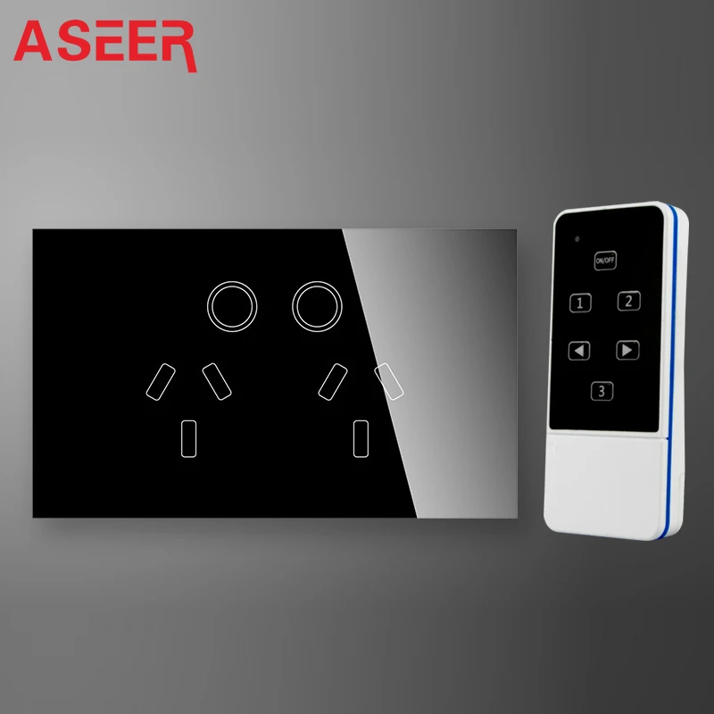 AU Approved ASEER Universal Smart Power Socket 15A,Multi-function Wall Outlet with Remote Control,black Tempered Glass socket
AU Approved ASEER Universal Smart Power Socket 15A,Multi-function Wall Outlet with Remote Control,black Tempered Glass socket