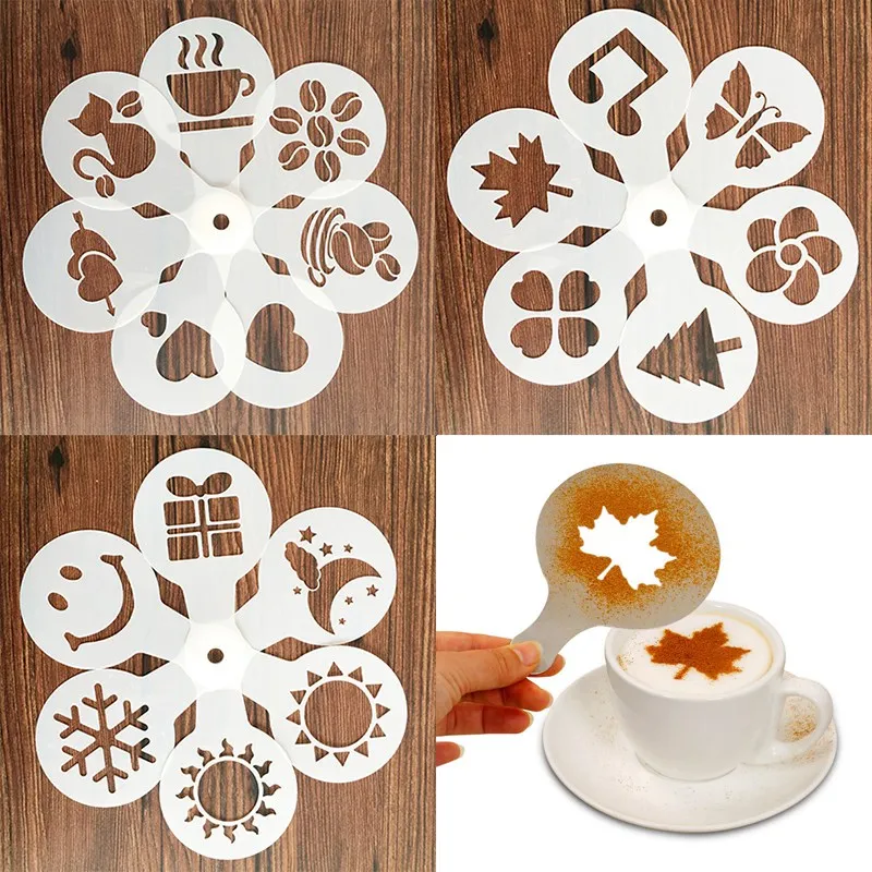 New 19 Pcs/set Fancy Coffee Printing Model Foam Spray Cake Stencils Coffee Drawing Cappuccino Mold Powdered Sugar Sieve Tools
New 19 Pcs/set Fancy Coffee Printing Model Foam Spray Cake Stencils Coffee Drawing Cappuccino Mold Powdered Sugar Sieve Tools
