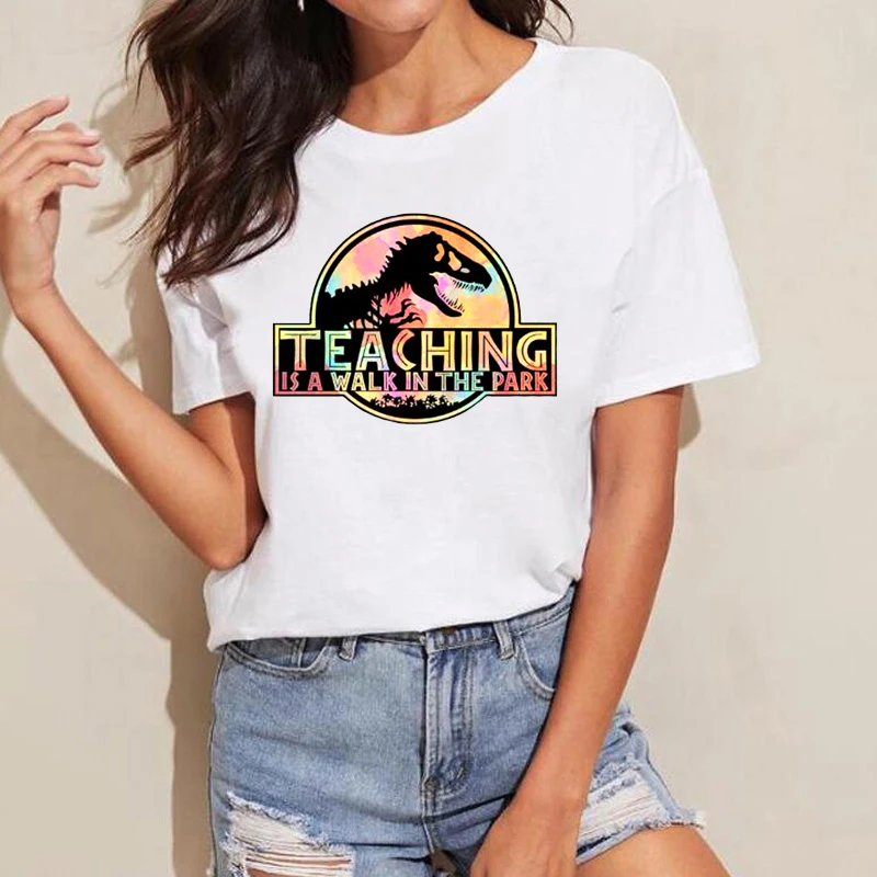 Teaching Is A Walk In The Park T Shirt Women's Teacher T-Shirt Harajuku Graphic Tees Floral Jurassic Park Aesthetic Clothes
Teaching Is A Walk In The Park T Shirt Women's Teacher T-Shirt Harajuku Graphic Tees Floral Jurassic Park Aesthetic Clothes