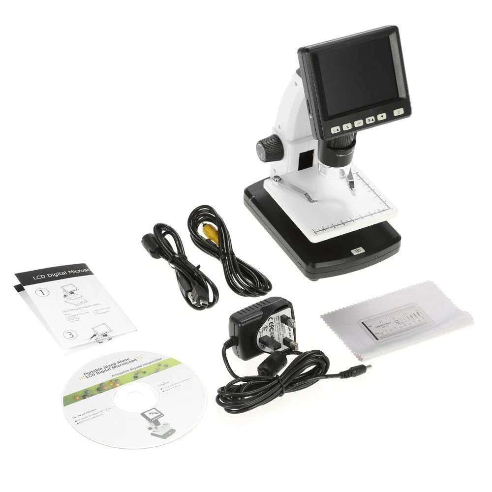 THGS UK plug USB microscope, stand-alone desktop LCD digital microscope with 3.5-inch TFT color display, 8 LEDs, 10-300x to 12
THGS UK plug USB microscope, stand-alone desktop LCD digital microscope with 3.5-inch TFT color display, 8 LEDs, 10-300x to 12