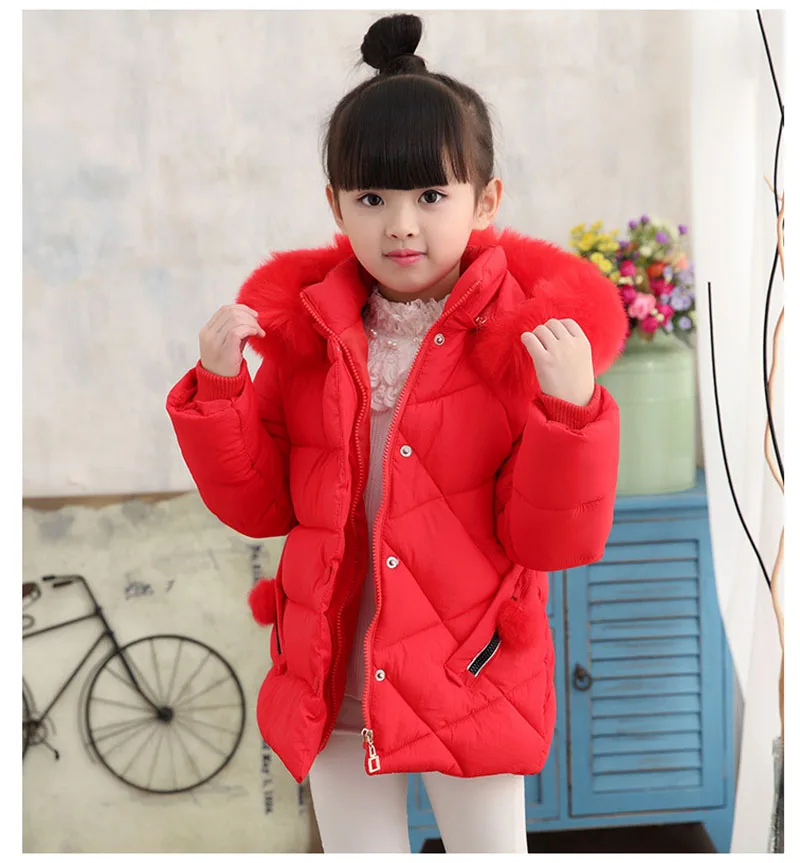 winter down jacket for girls thick cotton warm fur collar jacket children outwears for girls clothes kids coat (5)
