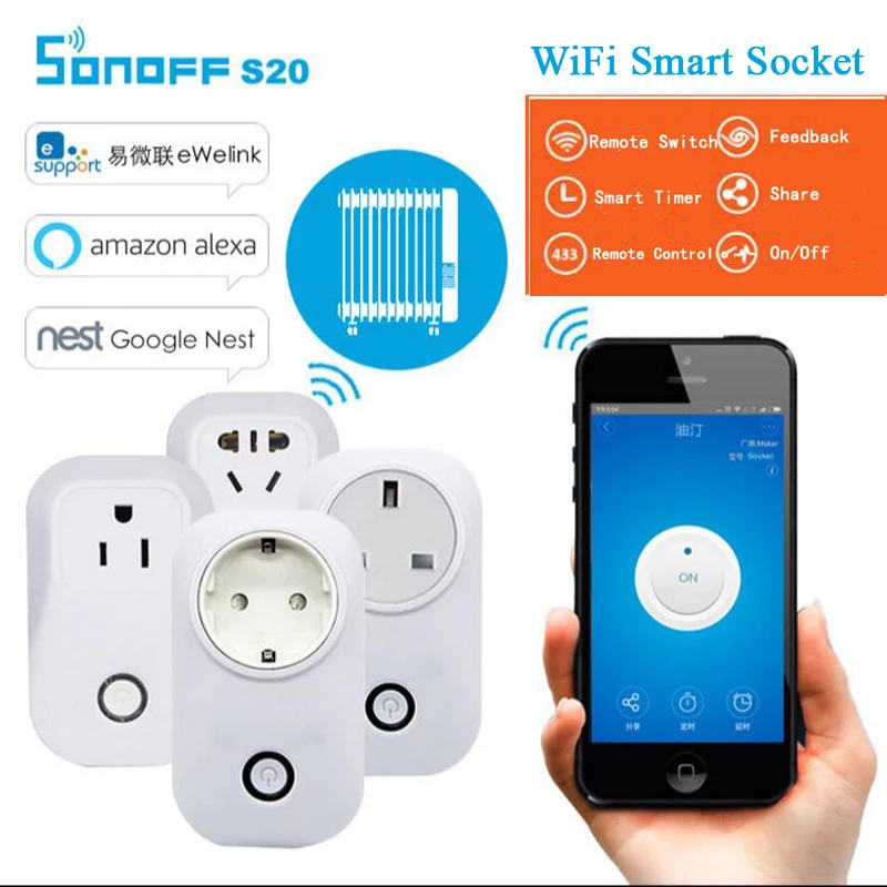 Itead Wifi Smart Socket Plug Wireless Remote Control Socket Smart Home Automation EU US Standard Remote Control by IOS Android
Itead Wifi Smart Socket Plug Wireless Remote Control Socket Smart Home Automation EU US Standard Remote Control by IOS Android