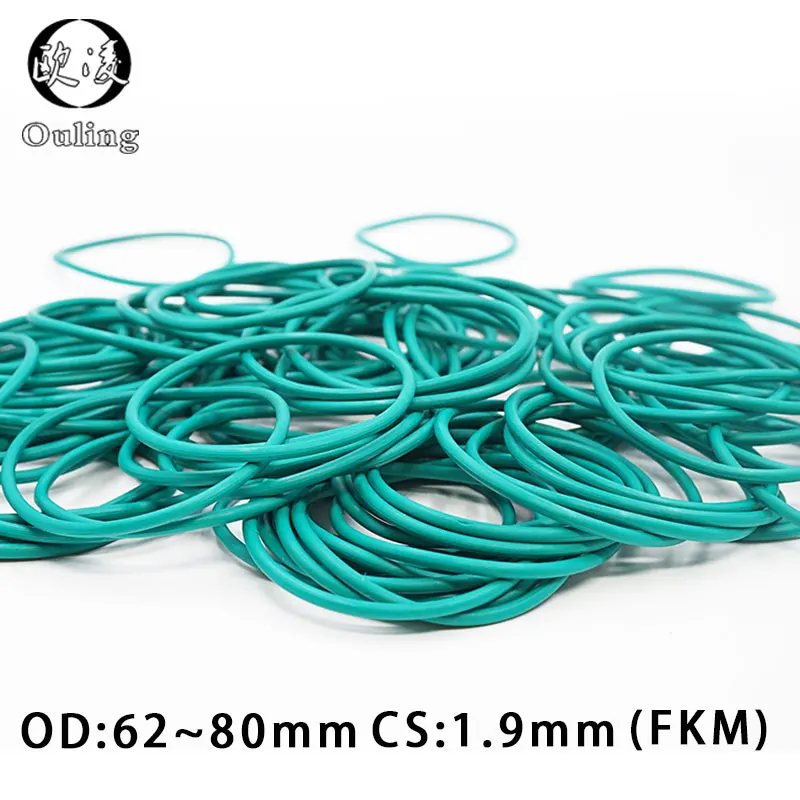 

Rubber Ring Green FKM O ring Seal 1.9mm Thickness OD62/63/64/65/67/68/70/75/80mm Rubber ORing Seal Oil Fuel fkm Gasket Washer