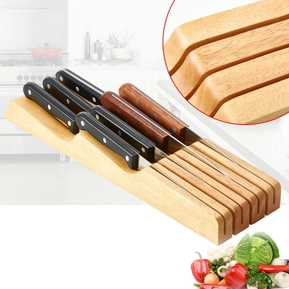 Wood Drawer Knife Holder with 7 Knife Grooves For Kitchen Knife Rack Storage Box
Wood Drawer Knife Holder with 7 Knife Grooves For Kitchen Knife Rack Storage Box