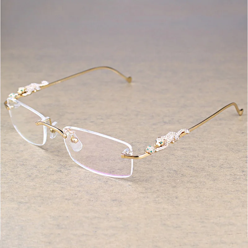 Роскошные леопардовые прозрачные очки со стразами Мужские квадратные без оправы