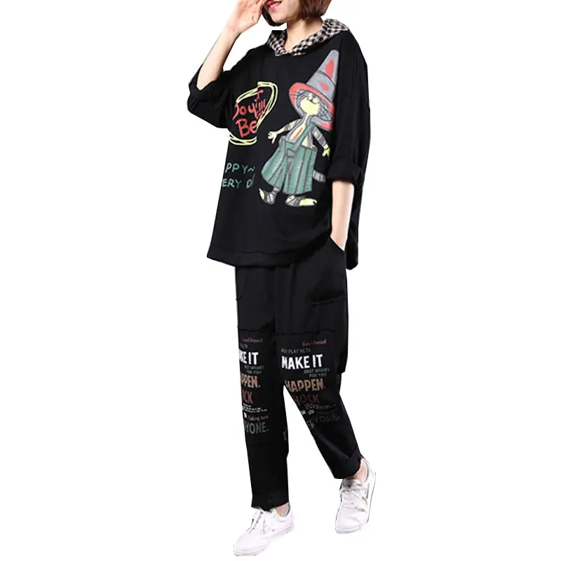 Spring Autumn 2019 Women Casual Sports Suit Sets Loose Large size Lattice Hooded Sweater+Nine Pants 2-pcs Set Womens Suit TY229
Spring Autumn 2019 Women Casual Sports Suit Sets Loose Large size Lattice Hooded Sweater+Nine Pants 2-pcs Set Womens Suit TY229