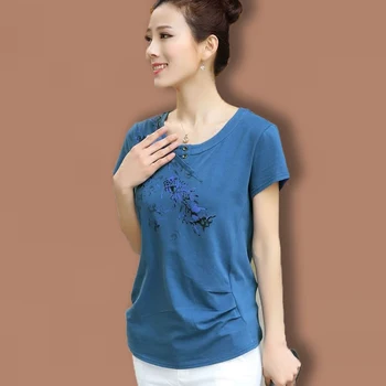 Middle-aged female summer 2020 new loose printing cotton short-sleeved t-shirt women
Middle-aged female summer 2020 new loose printing cotton short-sleeved t-shirt women