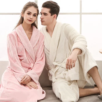 2018 Winter Solid Couple Bathrobe Dressing Gown Women Men Flannel Bath Robe Sleepwear Thick Warm Long Female Robe Dropshipping
2018 Winter Solid Couple Bathrobe Dressing Gown Women Men Flannel Bath Robe Sleepwear Thick Warm Long Female Robe Dropshipping