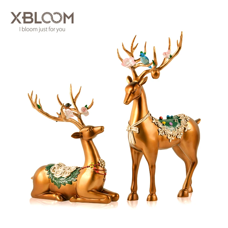

BLOOM 2018 Deer Apple Animal Luxury Resin Crafts home decoration accessories decoracion hogar House decorated statue veneers