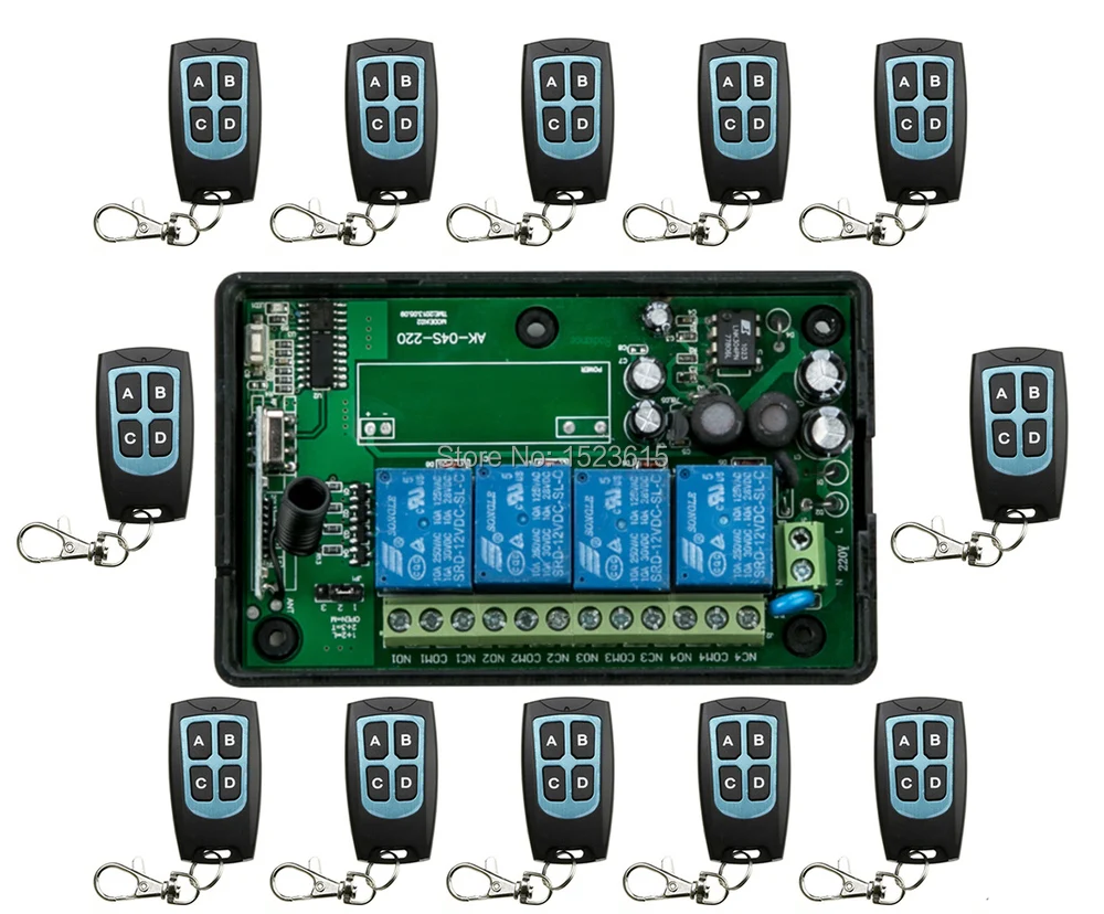 AC85v~250V 110V 220V 230V 4CH RF Wireless Remote Control Relay Switch Receiver Security System for Appliances Gate Garage Door
AC85v~250V 110V 220V 230V 4CH RF Wireless Remote Control Relay Switch Receiver Security System for Appliances Gate Garage Door