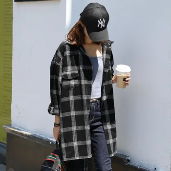 303-1893 Lattice Shirt Thickening Literature New Product Autumn And Winter Lapel Cardigan Long Sleeve Temperament Jacket
303-1893 Lattice Shirt Thickening Literature New Product Autumn And Winter Lapel Cardigan Long Sleeve Temperament Jacket