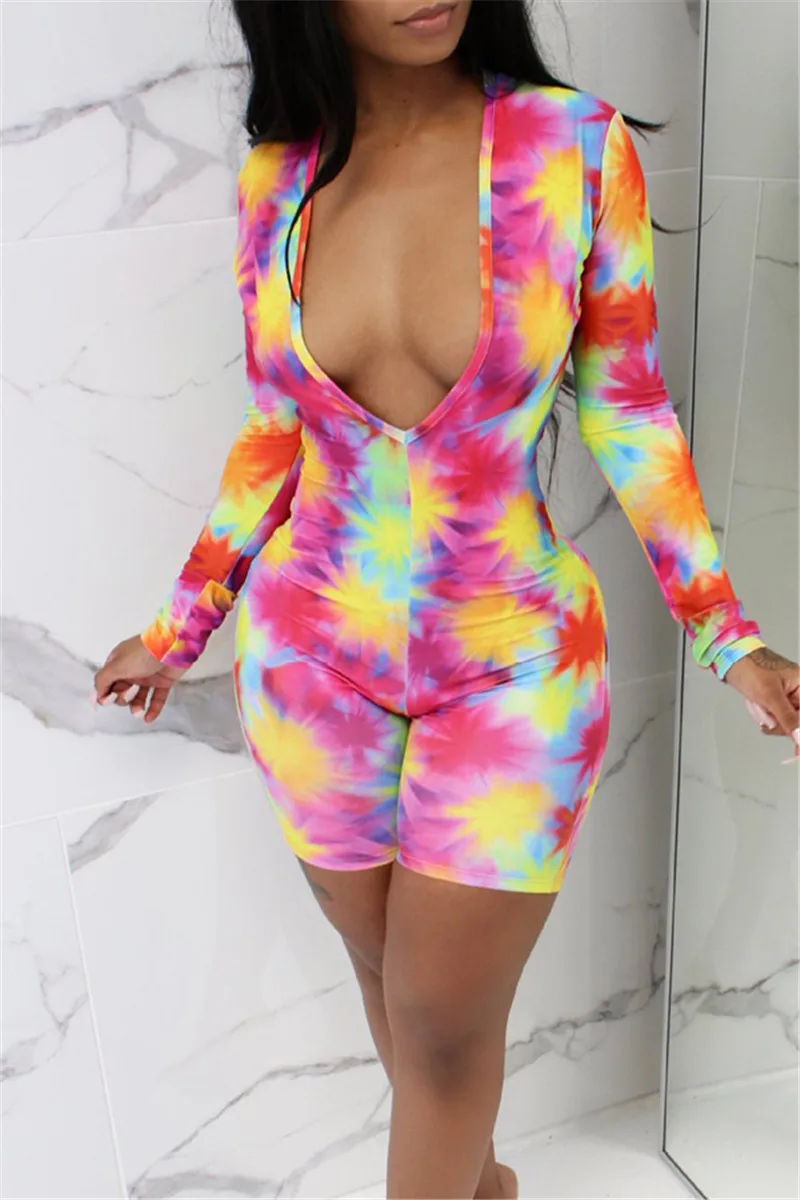 Women Long Sleeve Deep V Neck Bodycon Playsuit One-piece Colorful Print Slim Clubwear Jumpsuit Party Jumpsuit Romper Short Pants
Women Long Sleeve Deep V Neck Bodycon Playsuit One-piece Colorful Print Slim Clubwear Jumpsuit Party Jumpsuit Romper Short Pants