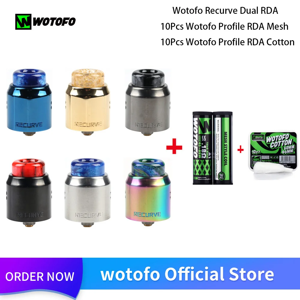 New Original Wotofo Recurve Dual RDA Vape Tank 10Pcs Profile Contton and Mesh Vaporizer Atomizer 510 810 Thread VS Recurve RDA
New Original Wotofo Recurve Dual RDA Vape Tank 10Pcs Profile Contton and Mesh Vaporizer Atomizer 510 810 Thread VS Recurve RDA