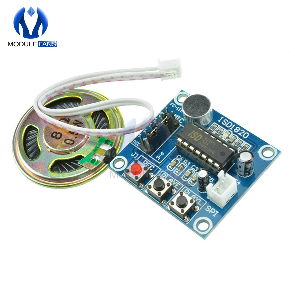 

Loudspeaker ISD1820 Sound Voice Recording Playback Module Mic Sound Audio Telediphone Control Drive Board With Microphones 3V 5V