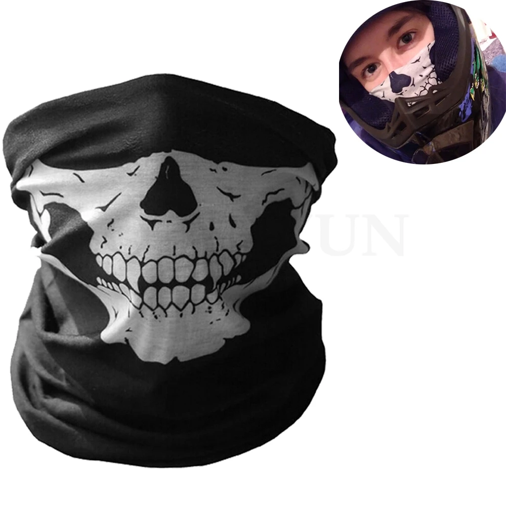 

Motorcycle Face Mask Halloween Bicycle Ski Skull scary Half Face Mask Ghost Scarf Multi Use Neck Warmer COD balaclava