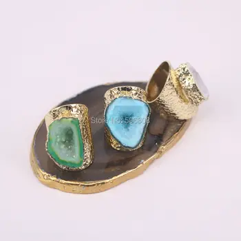 3PCS Zyunz Multicolor Geode Ring Golden Electroformed Freeform Drusy Quartz stone Rings jewelry for women
3PCS Zyunz Multicolor Geode Ring Golden Electroformed Freeform Drusy Quartz stone Rings jewelry for women