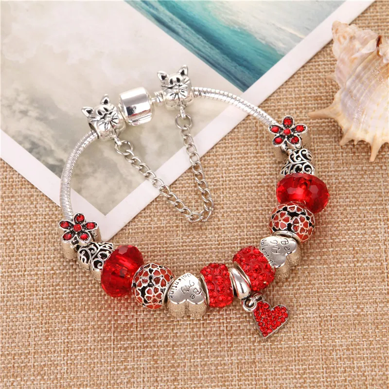 European Style Vintage Silver plated Heart Pendant Red Crystal DIY Charms European Pandora Bracelets & Bangles For Women Gift
European Style Vintage Silver plated Heart Pendant Red Crystal DIY Charms European Pandora Bracelets & Bangles For Women Gift