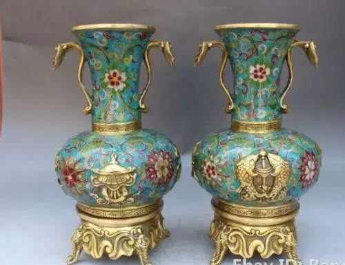 Chinese Cloisonne Gilt Dragon Elephant 8 Symbol Flower Vase Bottle Pair Statue
Chinese Cloisonne Gilt Dragon Elephant 8 Symbol Flower Vase Bottle Pair Statue