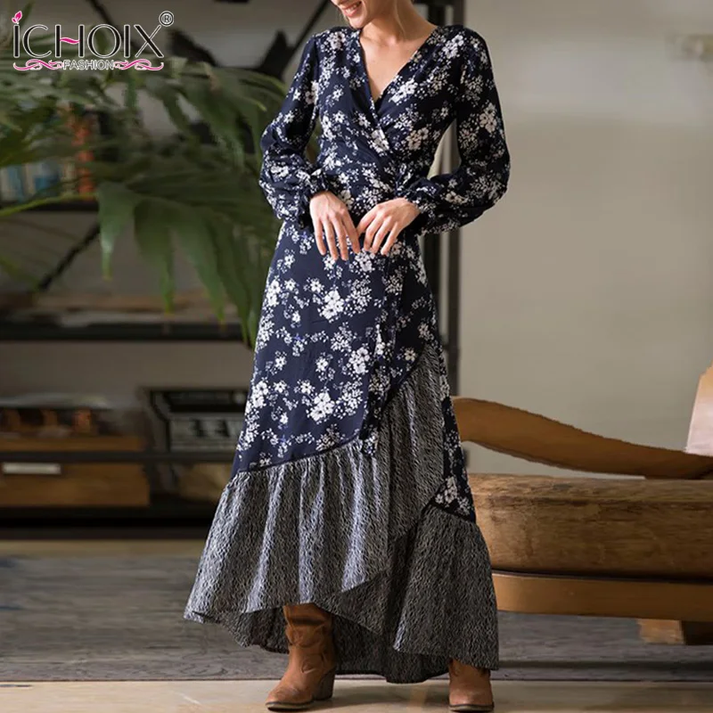 ICHOIX Women Spring Floral Long Dress Elegant Long Sleeve Sexy V Neck Boho Dresses Autumn Vintage Maxi Dress Bohemian Vestidos
ICHOIX Women Spring Floral Long Dress Elegant Long Sleeve Sexy V Neck Boho Dresses Autumn Vintage Maxi Dress Bohemian Vestidos