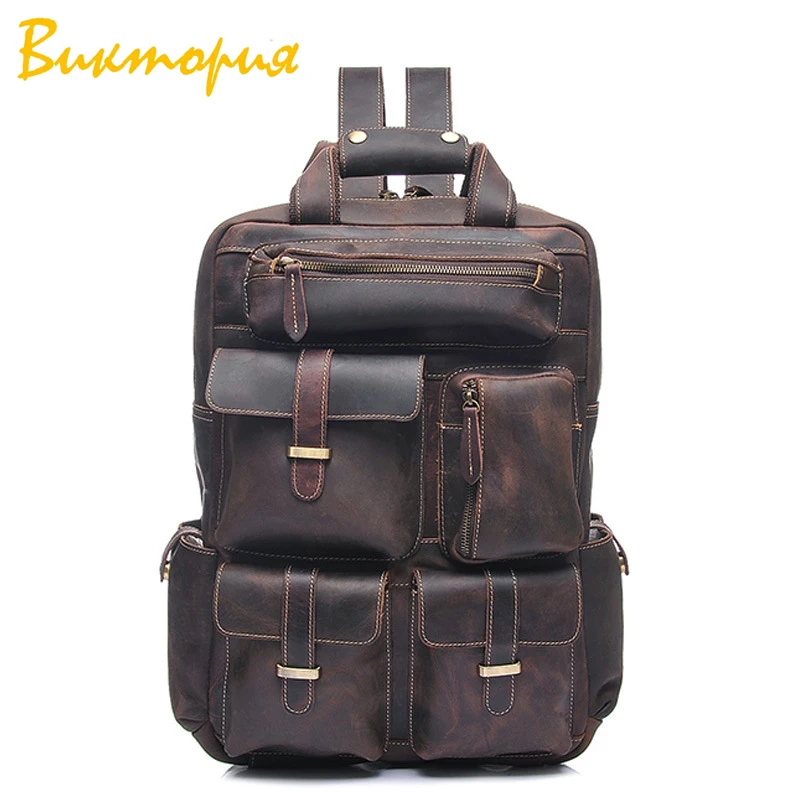 CHARA'S BAG бренд 100% рюкзак из натуральной кожи мужские/женские водонепроницаемые