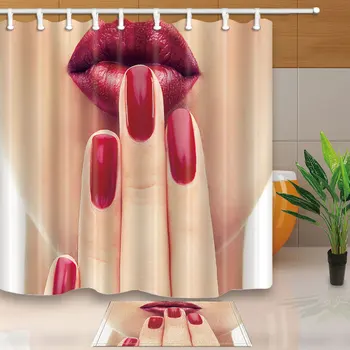 Shower Curtains Fashion Girl with Red Nails Lip Bathroom Curtain Polyester Fabric Waterproof and Mildew Proof With Plastic Hooks
Shower Curtains Fashion Girl with Red Nails Lip Bathroom Curtain Polyester Fabric Waterproof and Mildew Proof With Plastic Hooks